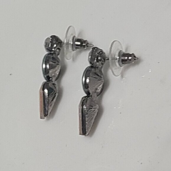 Vintage J Crew Turquoise Orange Crystal Drop Bar Colourblock Geometic Earrings - Picture 15 of 16